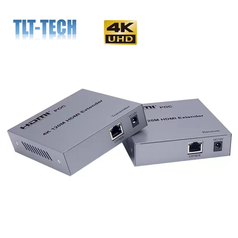 Poc 4K Hdmi Extender 120M Over RJ45 Ethernet Cat5e Cat6 Kat 6 6a Netwerk Kabel Uitbreiding Tx Rx zender Ontvanger Tv Loop-Out