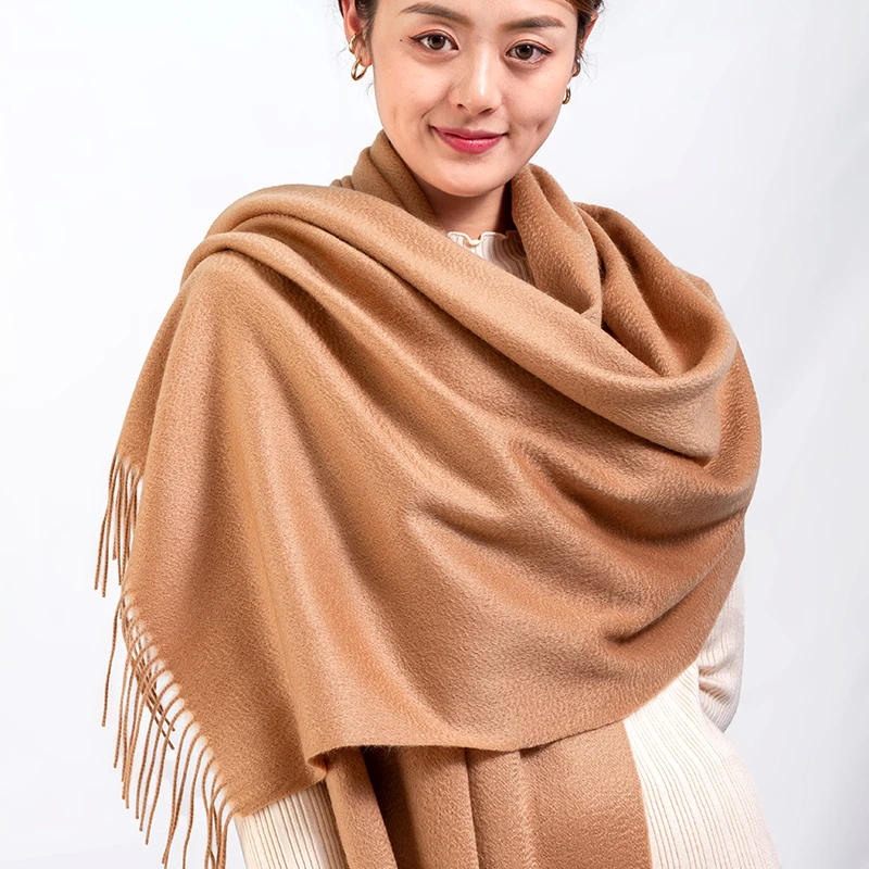 2021 luxury brand cashmere scarf soft women\'s solid color shawl new style of real cashmere in autumn and winter