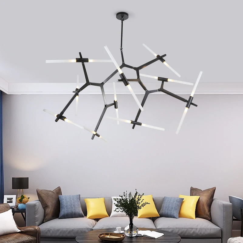 Nordic Modern LED Chandeliers Art Deco Pendant For Living Room Kitchen Post  Bedroom Crystal Lighting Black/Gold Branch Humanoid