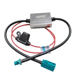 Amplificatore FM per auto 12V Amplificatore di segnale FM Antenna metallica per auto anti-interferenza Ripetitore di segnale automatico radio universale 88-108 mhz