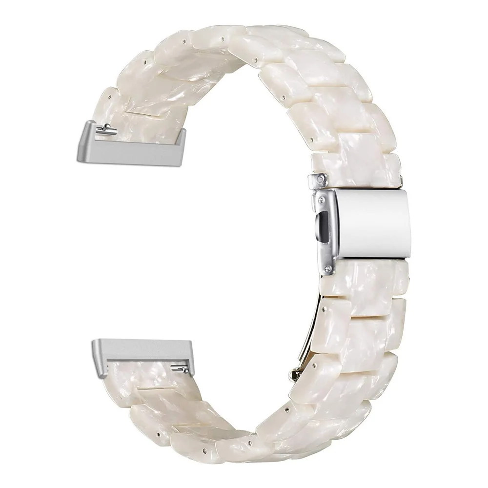 Resin White Wristband for Fitbit Versa 3 4 Band/ Fitbit Sense 2 Watchband Women Men Lightweight Bracelet Strap with Metal Buckle