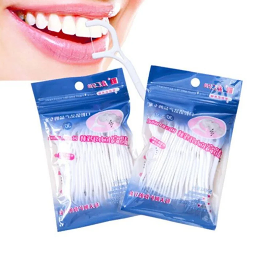 1bag 30pcs Standard Safe ABS Oral Dental Hygiene Teeth Tooth Care Cleaning Picks Silk Floss Flosser Tool