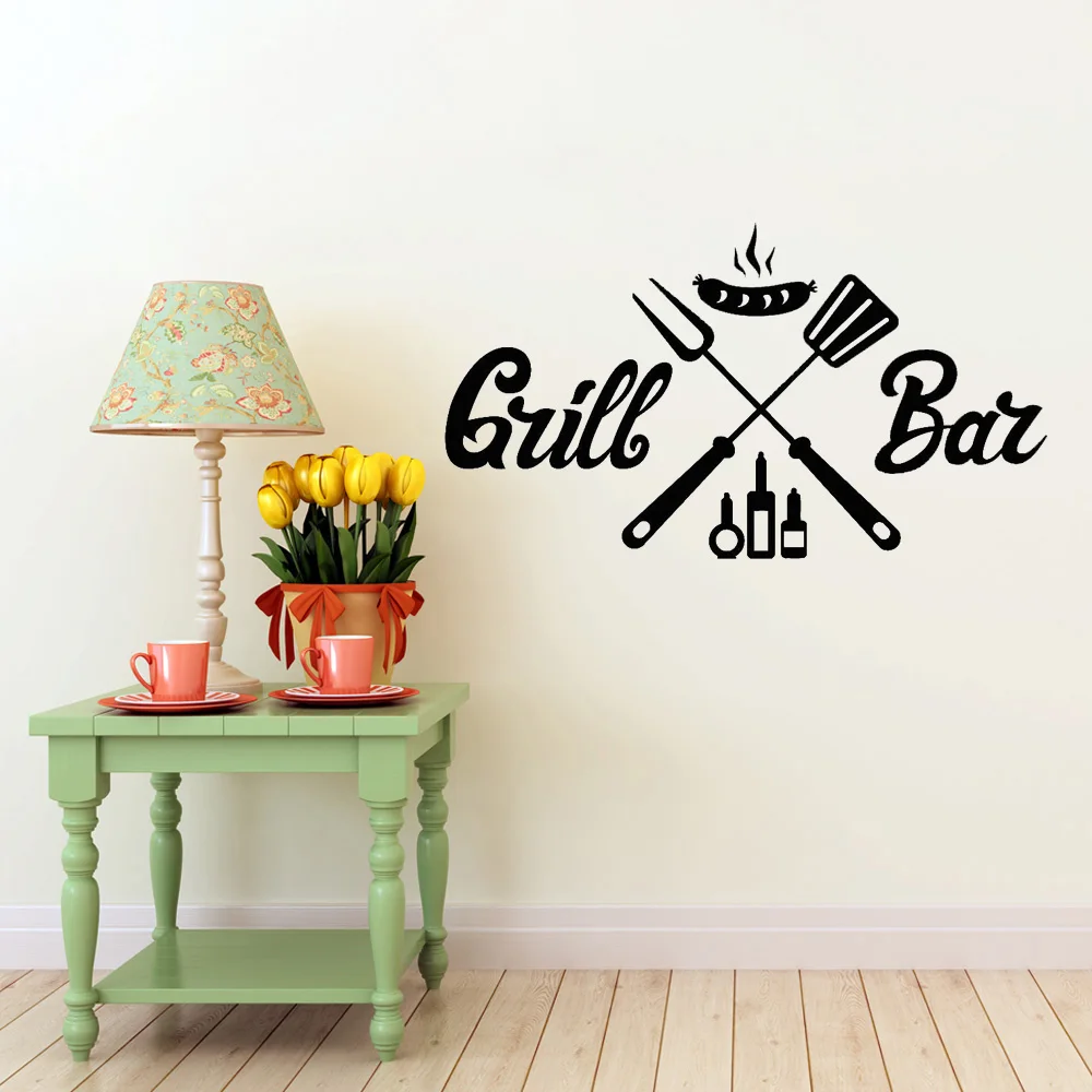 Grill Bar BBQ Wall Stickers For Dining Room Barbecue Sausage Decor Interior Vinyl Wall Decal Nordic Home Decoration Art