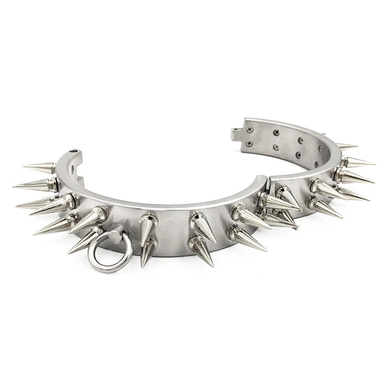 Heavy Stainless Steel Neck Collar Thorn Adult Game Slave Restraint Bondage BDSM Sex Toys For Men Women Fetish 2 Row Spike