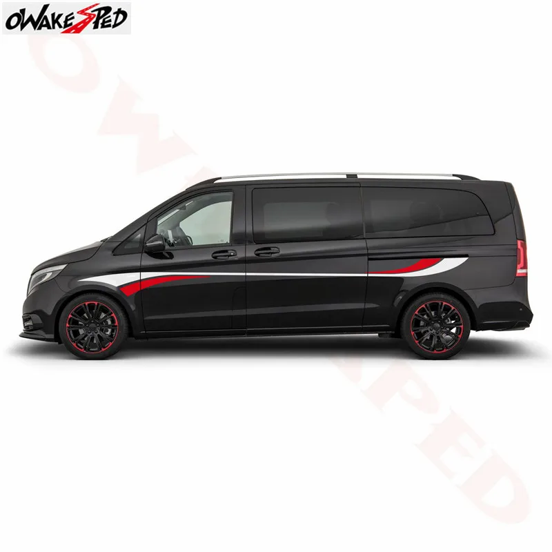 Car Styling Motorhome Camper Van Body Sport Stripes Auto Body Decor Decals Vinyl Stickers For Mercedes Benz V Class Vito