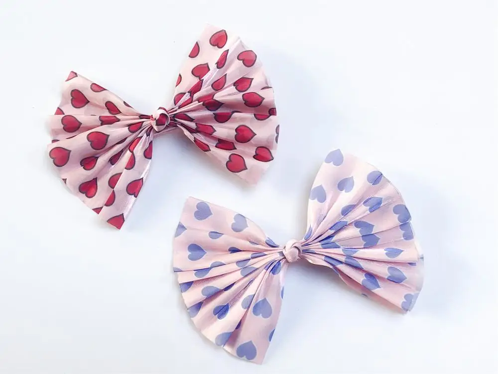 

Boutique 10pcs Fashion Cute Glossy Heart Mesh Bow Hairpins Big Gauze Bowknot Hair Clips Princess Headwear Girls Hair Accessories