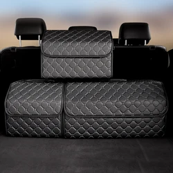 Leather Storage Box Trunk Organizer Collapsible Car Storage Bag Organizers for Automobile Vehicle SUV Stowing Tidying Box
