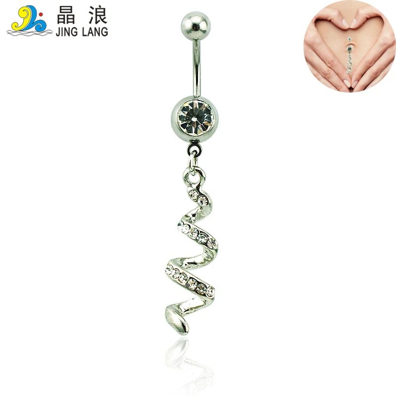 JINGLANG New Belly Button Rings 316L Stainless Steel Barbell Alloy Zipper Leaves Navel Piercing Jewelry