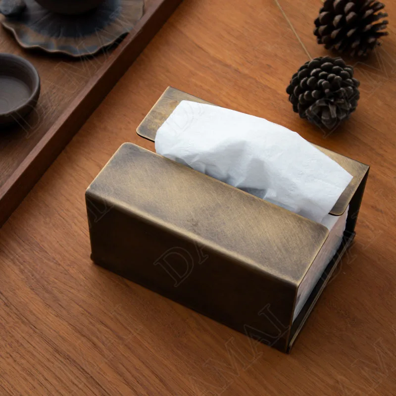 

Simplicity Metal Tissue Boxes Retro Decorative Paper Drawer Distressed Craft Dining Table Napkin Box European Home Decoration