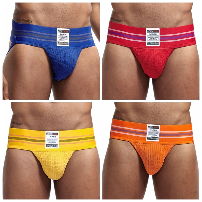 JOCKMAIL Men\'s Underwear Men Sexy Briefs Jockstrap Pouch Cuecas Man Cotton Panties Thongs Mesh Underpants Gay Slip Homme Srting