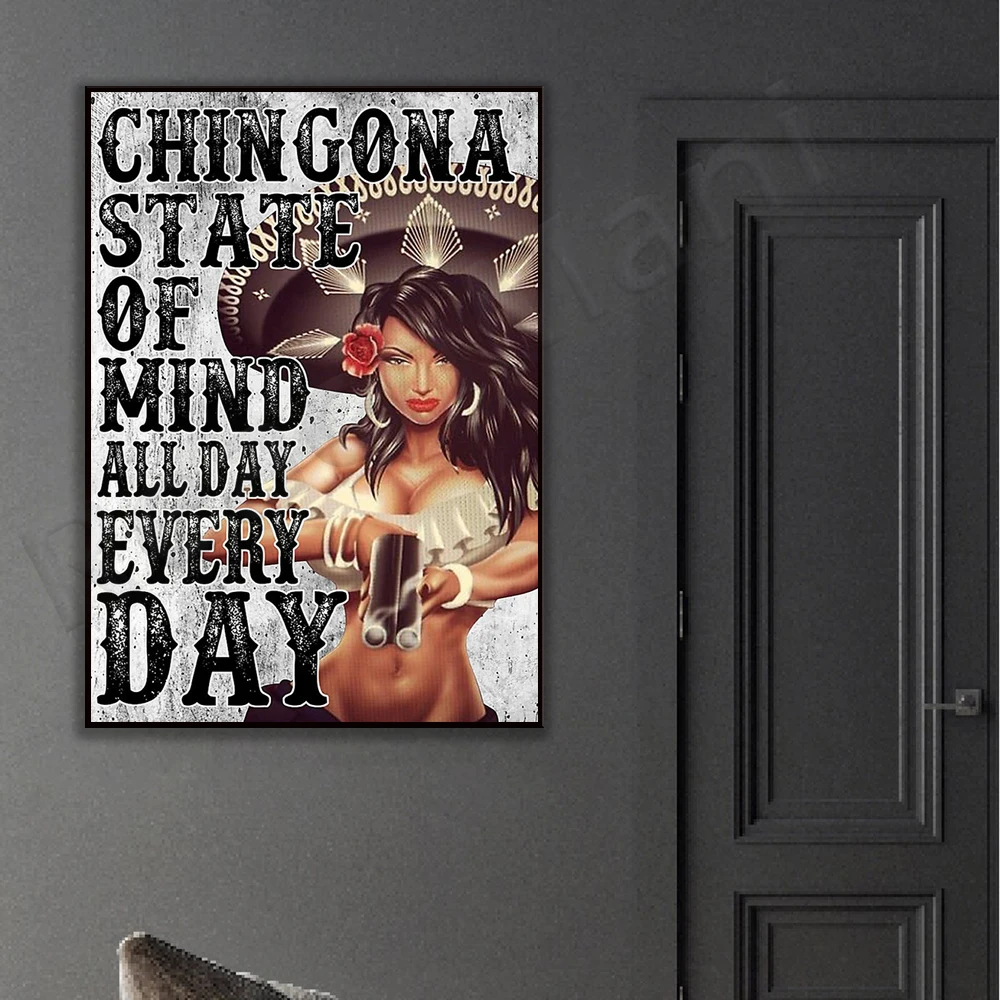 Chingona mental state all day long daily vertical poster, Latin female power, Mexican girl, Mexican Hispanic, Latin power poster