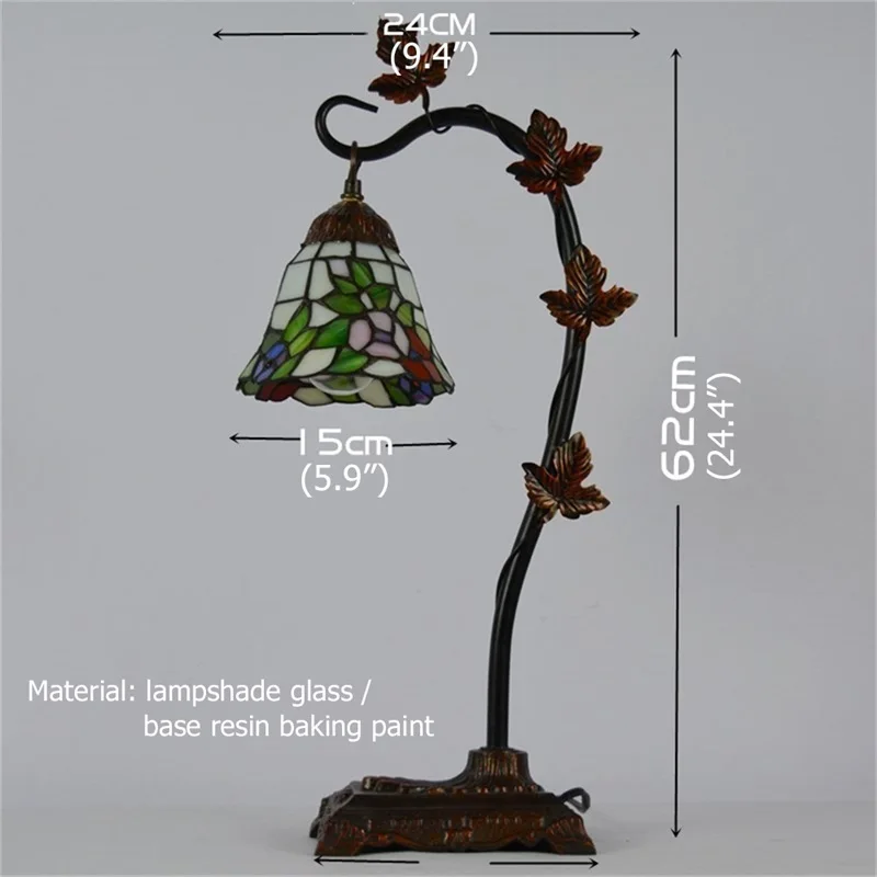 OUFULA Tiffany Table Lamp Contemporary Retro Creative Decoration LED Light For Home