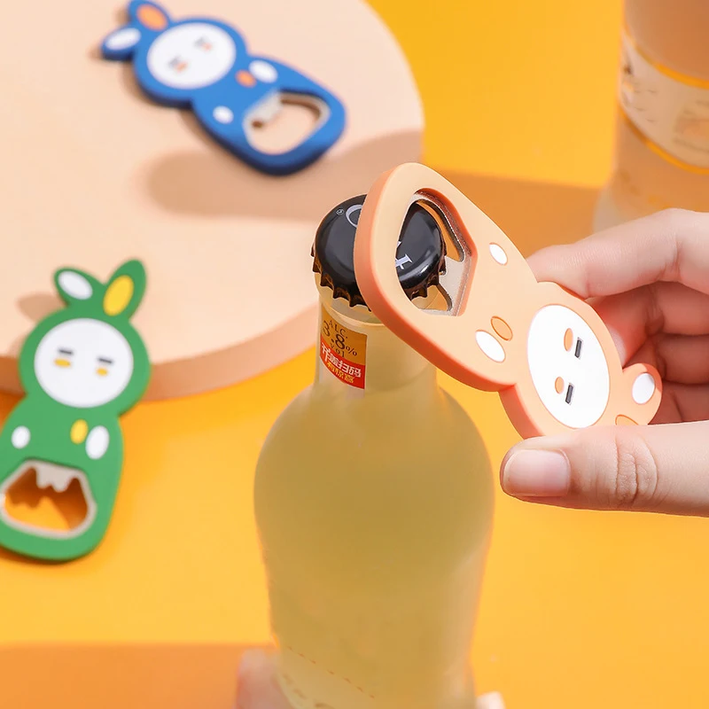 

Creative Multifunction Beer Openers Cartoon Slicone Stainless Steel Bottle Corkscrew Cute Animal Openers Kitchen Barware Tools