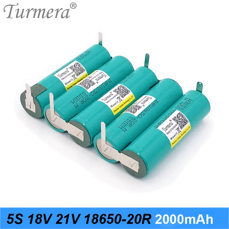 Turmera 3S 12.6V 4S 16.8V 5S 18V 21V 6S 25V 18650 bateria litowa 20RM 2000mAh 4000mAh 20A lutowanie na śrubokręt użycie baterii