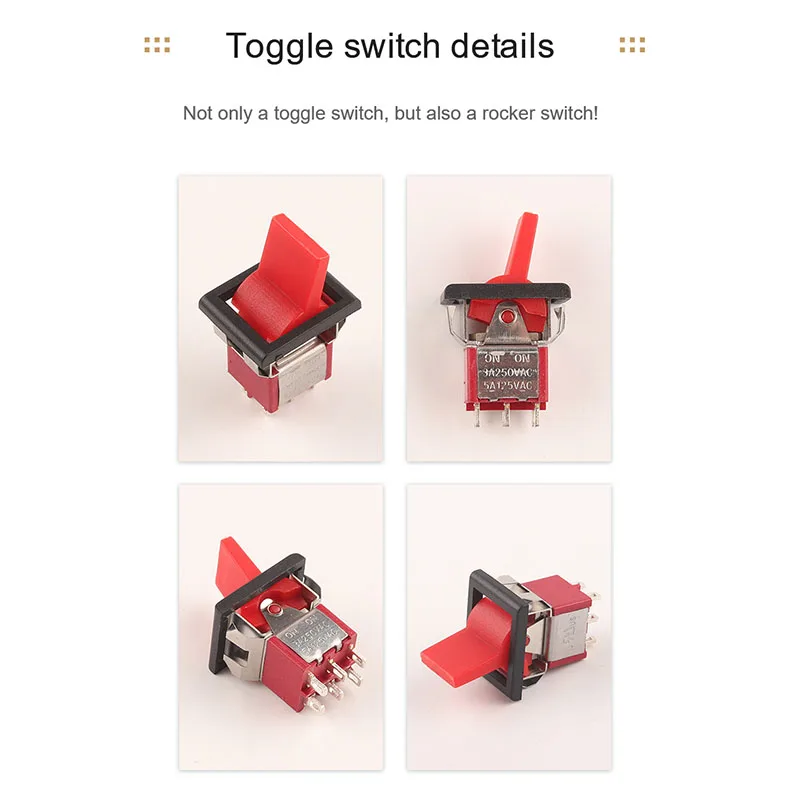 5pcs/Lot Mini Paddle Toggle Switch SPDT 2/3 Position Square Snap-in Panel Mount 5A125V 2A250V ON-ON ON-OFF-ON