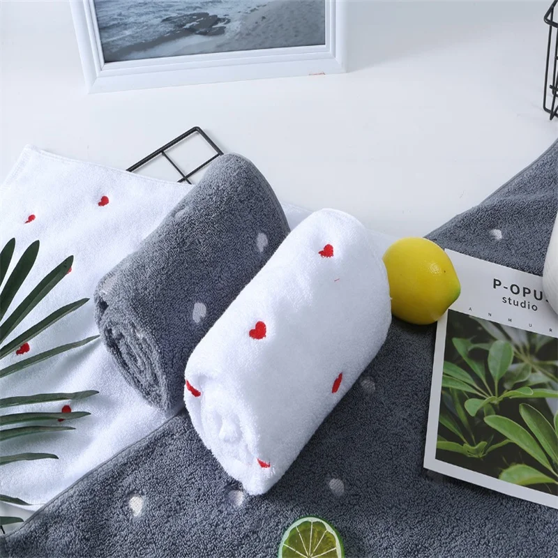 Towels For Adults Love Pattern 100% Cotton Soft Super Absorbent Christmas Gift, Gray White Bathroom Home Couples, 35x75 cm, 2Pcs