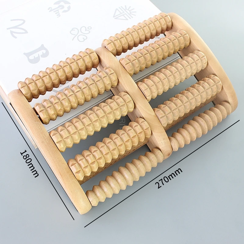 Wooden Foot Massage Roller Big Five-row Wooden Foot Massager Stimulating Acup oint Feet Plantar Fascitis Roller Reflexology