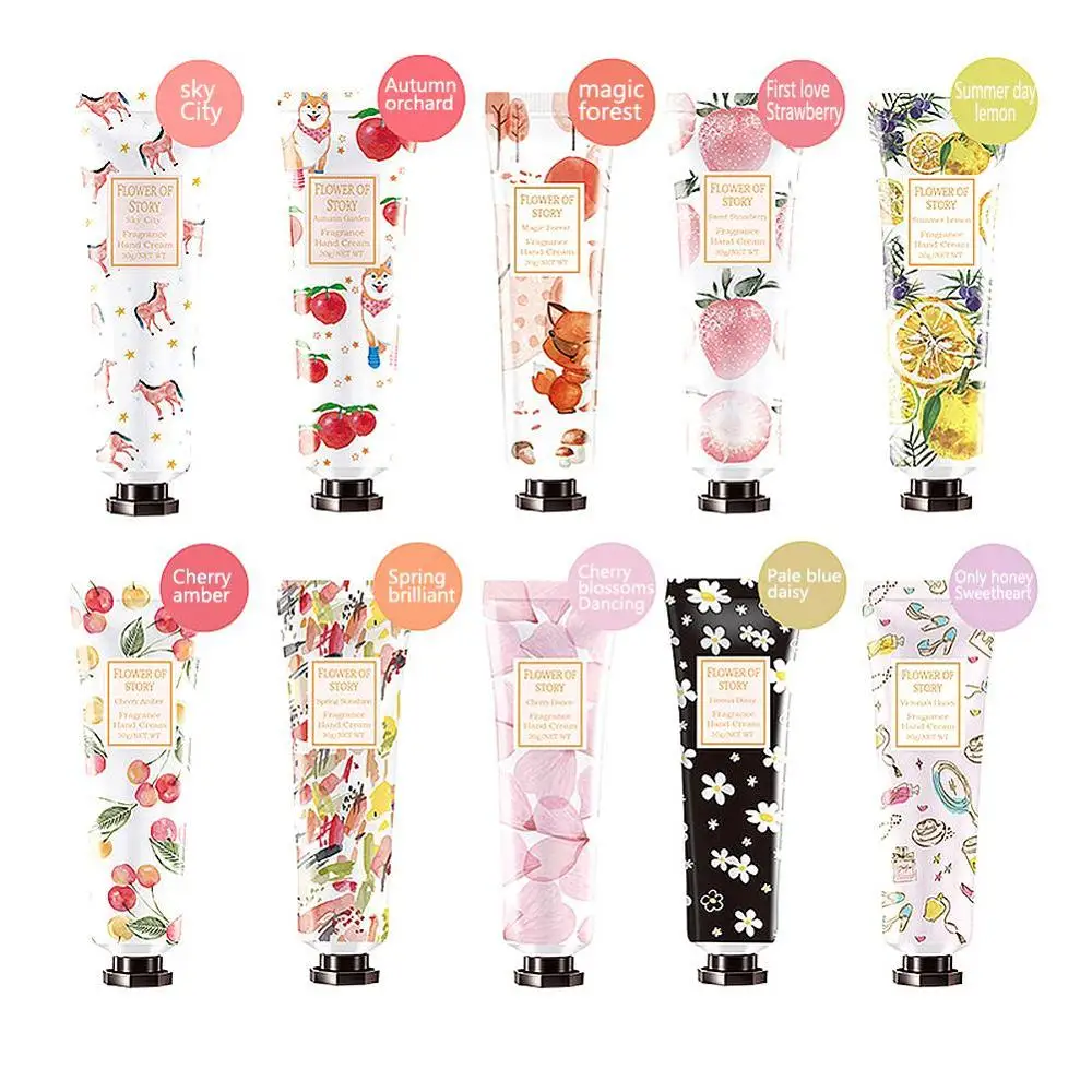 10PCS 10flavors 300ml Winter Hand Cream Fruit Flower Flavors Nourish Hand Cream Moisture Nourishing Anti Chapping Hand Lotion