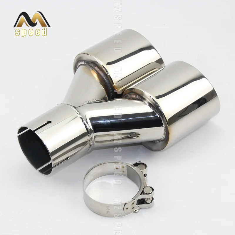 Car Accessories stainless steel and bright face without marked Y-type double outlet straight edge exhaust pipe tailpipe