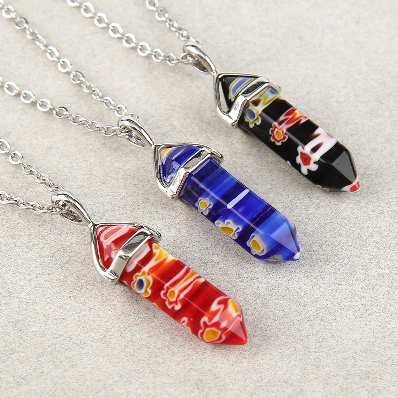 Natural Crystal Creativity Flower Liuli bullet Pendant necklace Fashion Jewelry