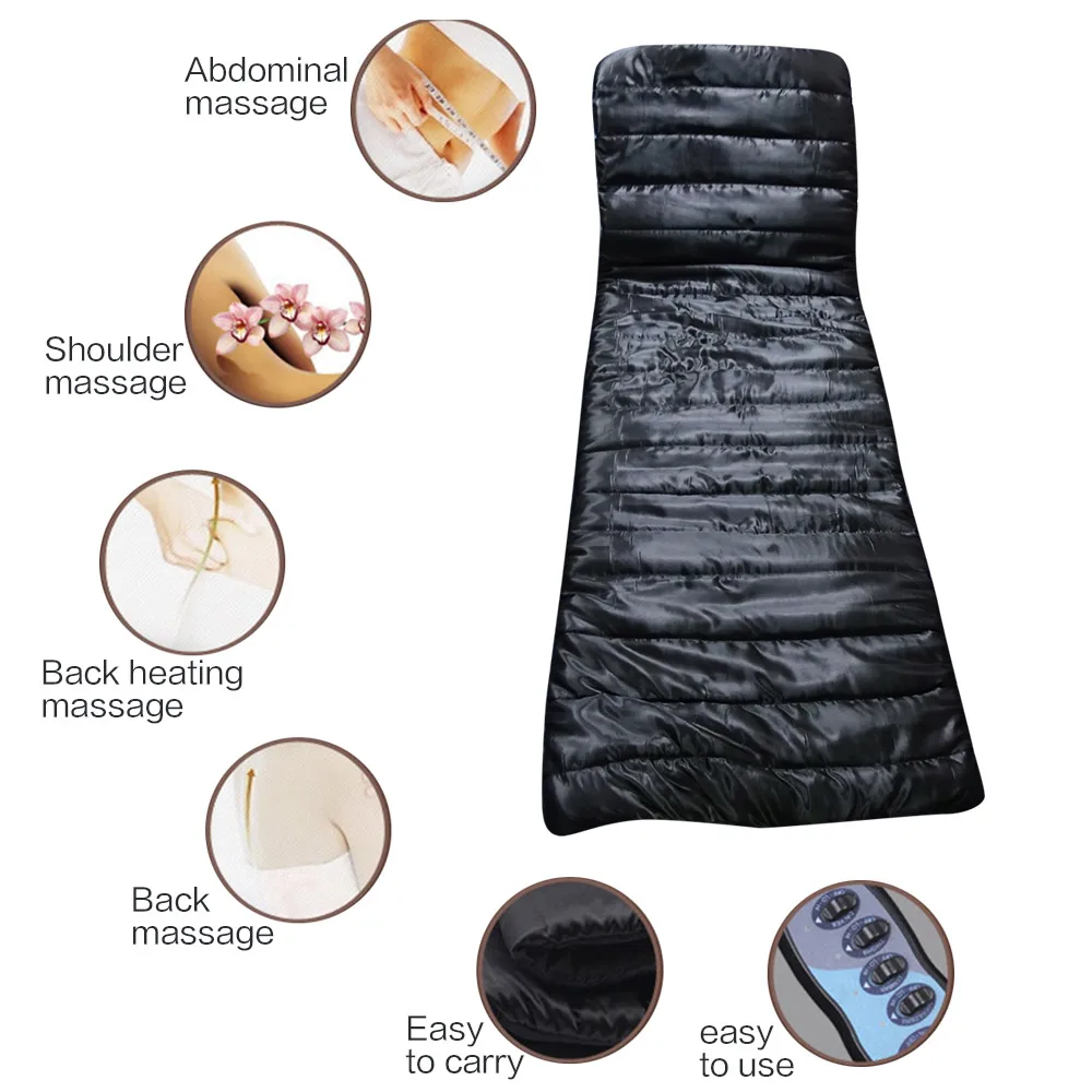 Electric Body Massager Fatigue Vibration Massage Bed Infrared Back Waist Massage Cushion Mattress for Back Full Body Relaxation