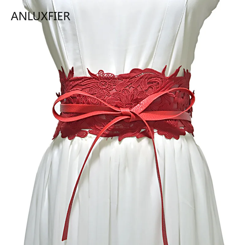 

H9852 Ultra Wide 9.5cm Lace Belt Women Elegant Waist Seal Girl High Quality Fashion Casual Waistband Female Lovely Cummerbunds