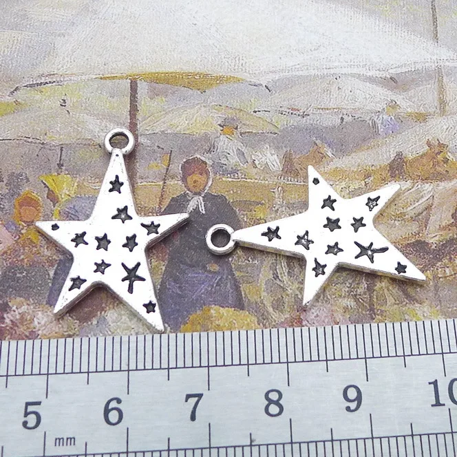 10pcs/Lot 20x30mm Antique Silver Color Stars Charms Pendant For Jewelry Making DIY Jewelry Findings