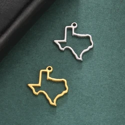 EUEAVAN 10pcs/lot Texas Map Charm Stainless Steel Chams for Jewelry Making Pendant DIY Necklace Handmade Accessories Wholesale