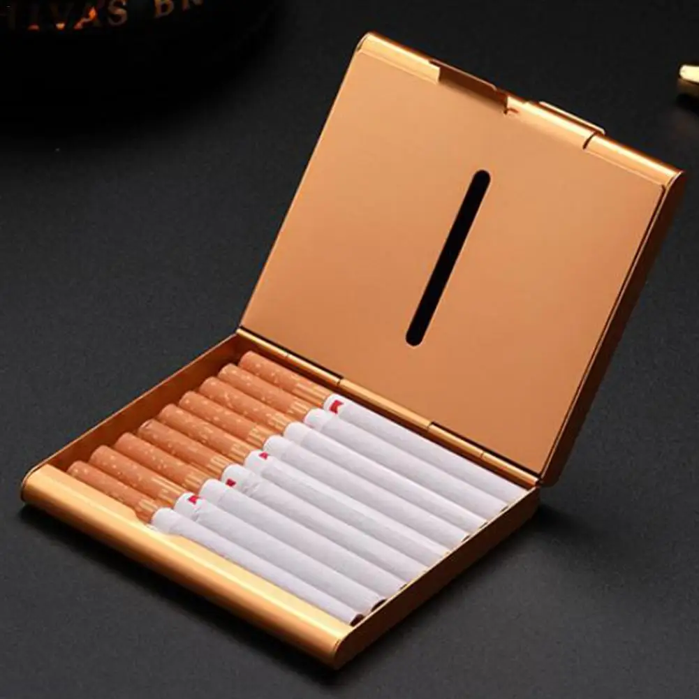 Double Layer Creative Aluminum Alloy Cigarette Case Ultra-thin Folio Cigar Storage Box Metal Container Can Hold 20 Cigarettes