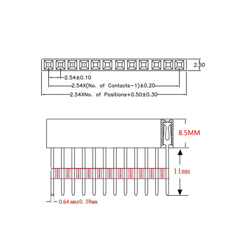 10pcs 1X2/3/4/6/8/10/15 Pin 2.54MM Stackable Long Legs Femal Header For Arduino Shield Stlxy