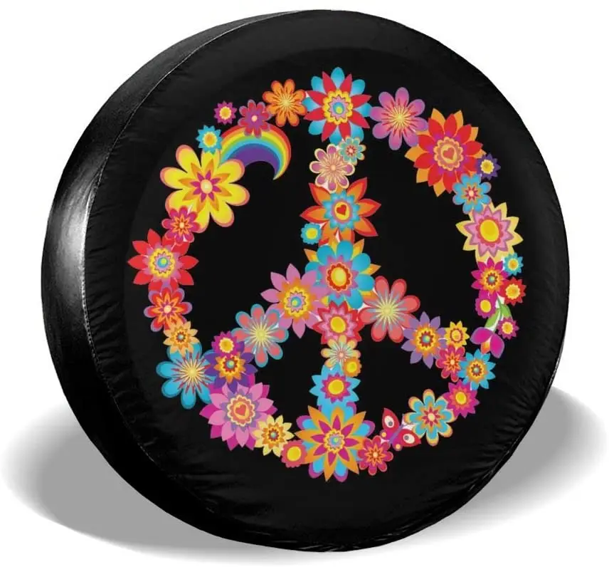 

Foruidea Colorful Peace Flower Spare Tire COVER CAR Waterproof Dust-Proof UV Sun Wheel Tire COVER CAR Fit for Car,Trailer,