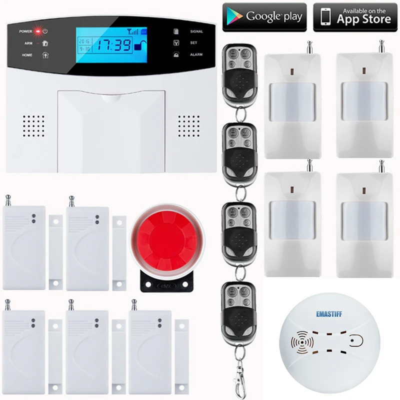 LCD Keyboard RU/SP/EG Voice Wireless SMS Home GSM Alarm system House intelligent auto Burglar Door Security Alarm Systems