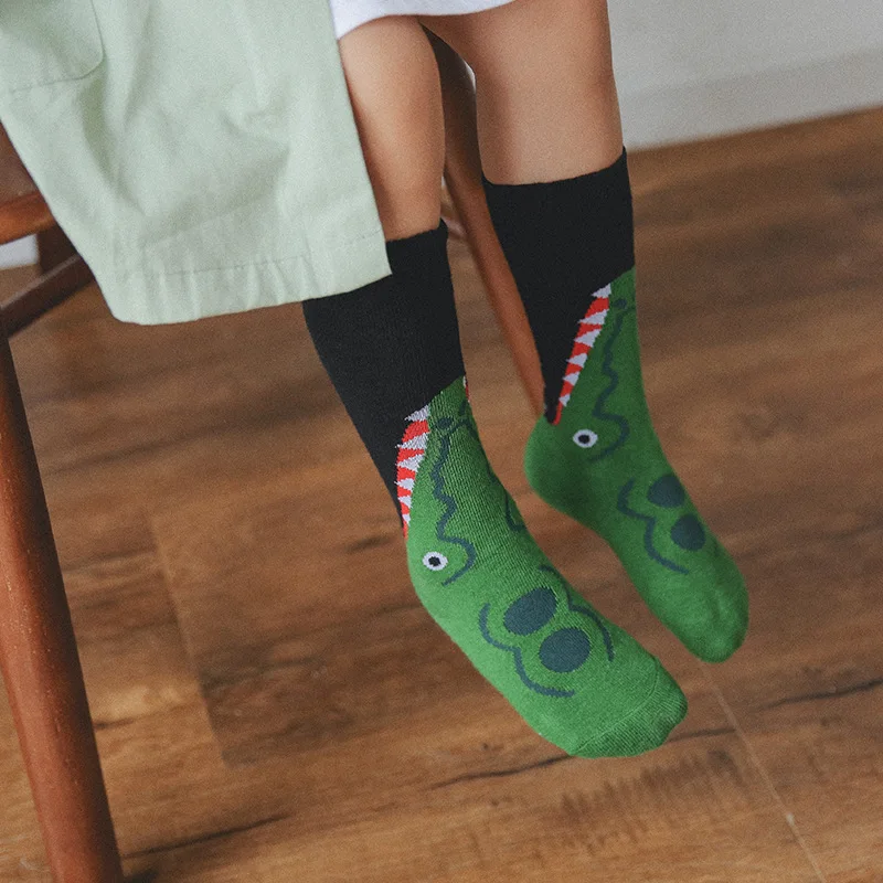 Children Cotton Socks Cartoon Animal Crocodile Dinosaur Embroidery Print Socks Boys Girls Kids Funny Colorful Footwear Fashion image 4
