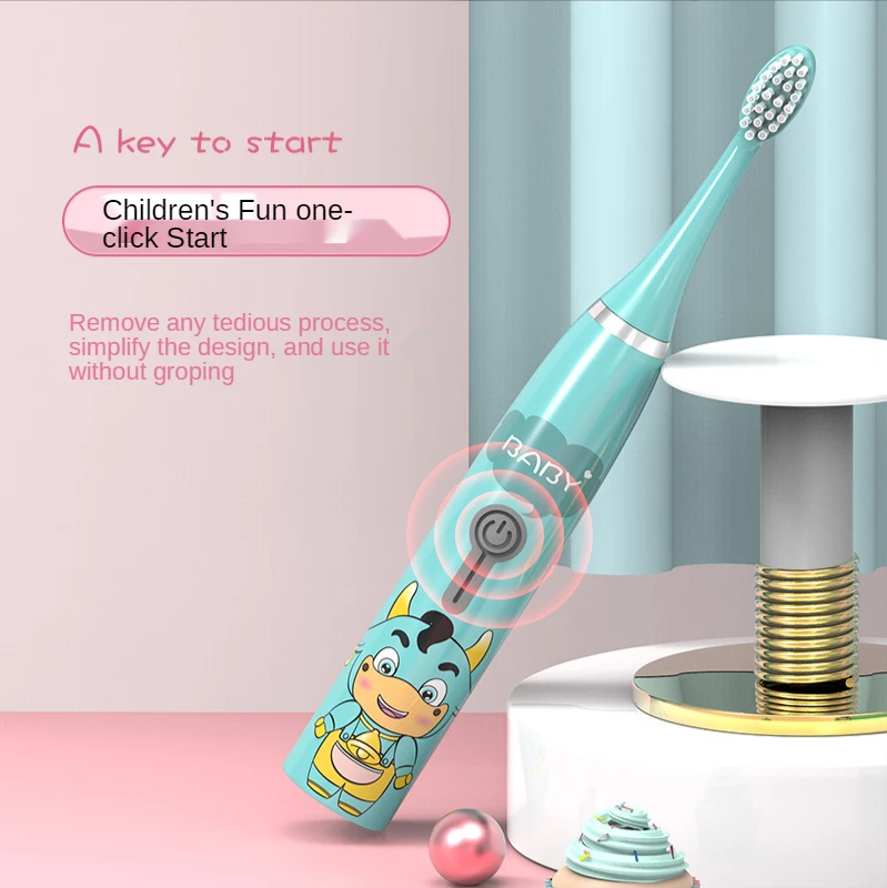 Free shipping 5 brush head cartoon electric toothbrush children non-rechargeable waterproof soft fur sonic electric toothbrush