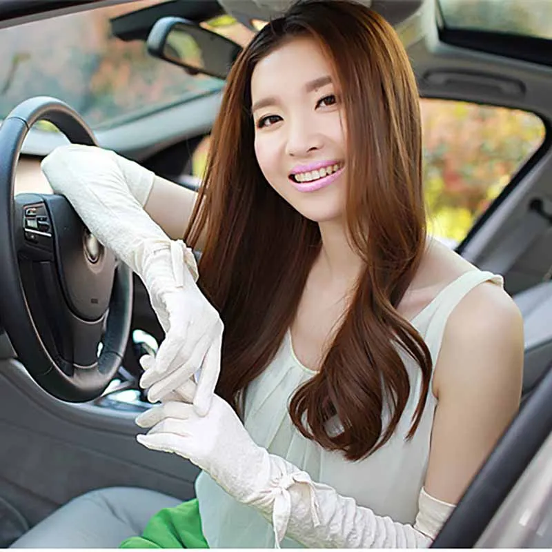 

Summer Gloves Long Woman Opera 60cm Gloves Beige Driving UV Protection Luva Opera Sleeve Lace Cotton Gloves Slip Resistant Arm