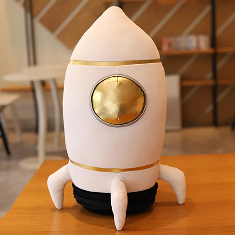 Astronauta e nave espacial de pelúcia infantil, macio recheado, Ficção Científica, Soft Doll, Brinquedos infantis, Criativos, presente de aniversário