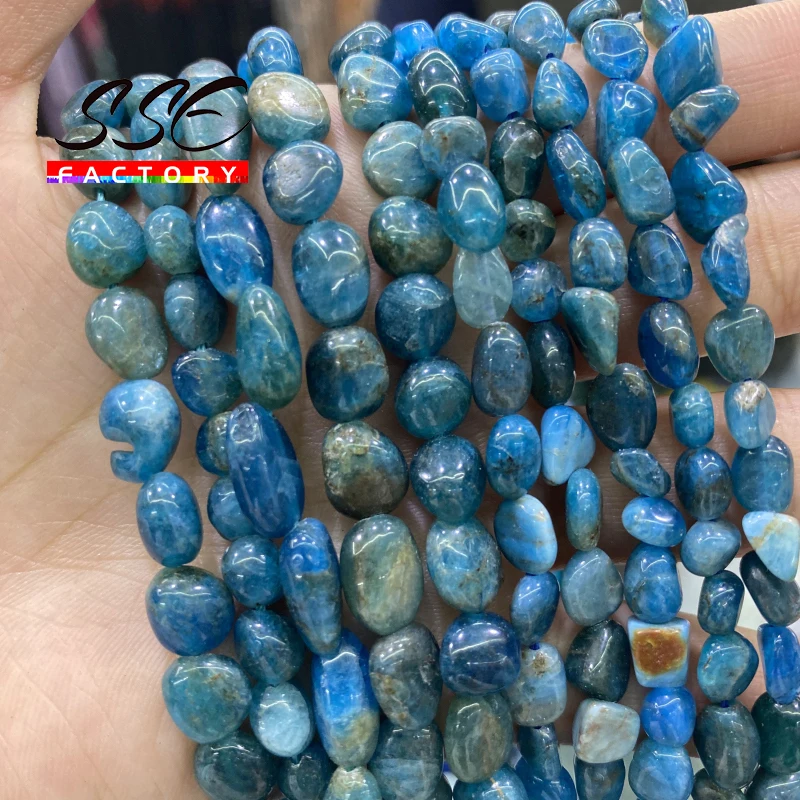 Natural Irregular Blue Apatite Stone Beads Loose Spacer Bead for Jewelry bracelet making DIY Accessories Wholesale 6-8mm 8-10mm image 4