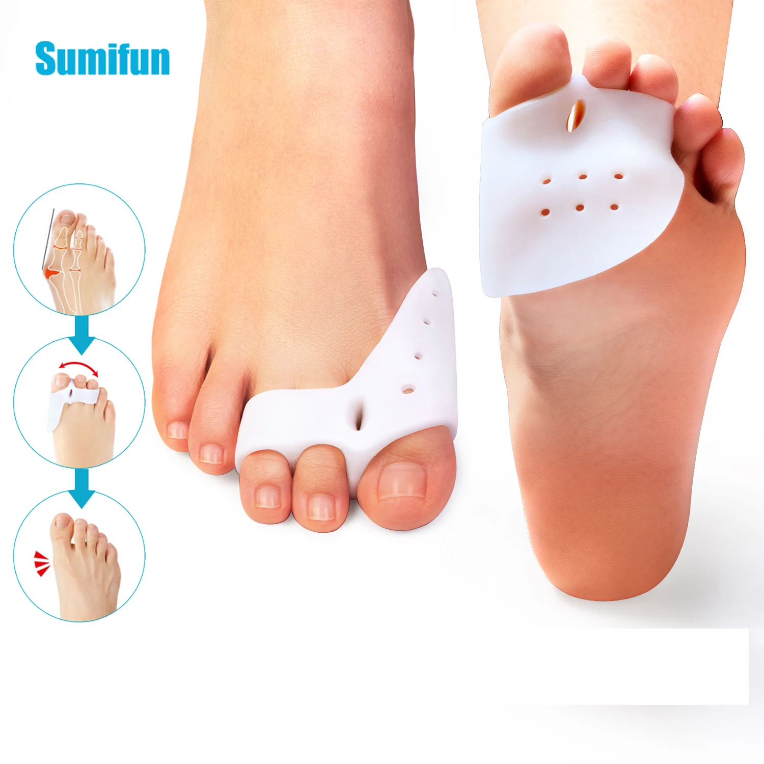 

2pcs/pair Silicone Big Toe Protector Hallux Valgus Corrector Breathable Toe Separator Bunion Adjuster Pedicure Foot Care Tool