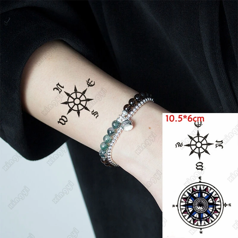 Waterproof Temporary Tattoo Sticker Compass Tatto On Ankle Foot Stickers Flash Tatoo Fake Tattoos For Girl Women Men