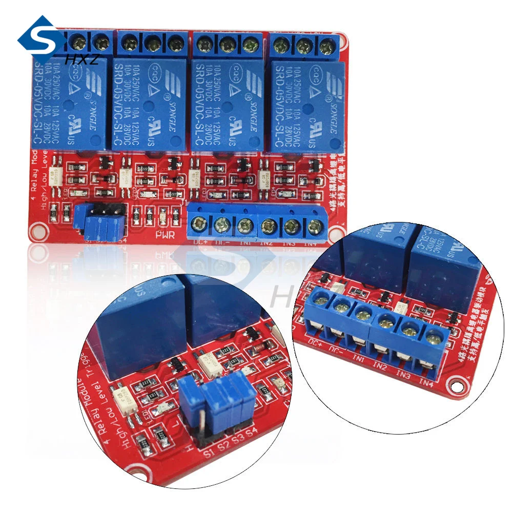 5V 4Channel Relay Module and the Optocoupler High and Low Level Trigger the Arduino