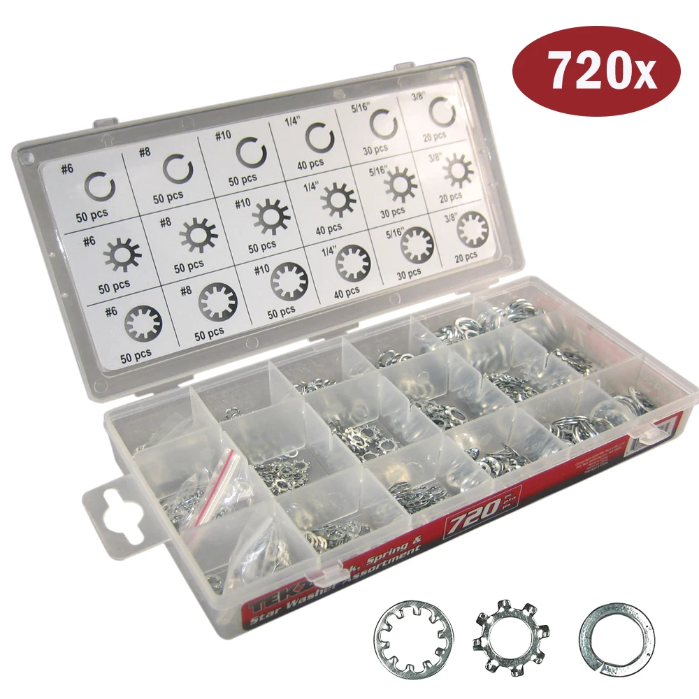 

720Pcs Internal/External Tooth Lock Washer Assortment Kit 304 Stainless Steel Serrated Lock washer