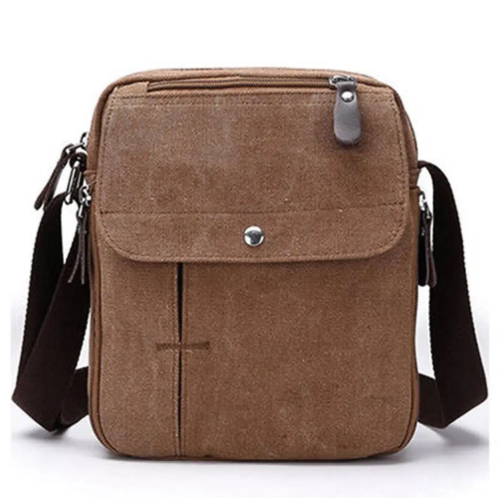 Men\'s Outdoor Travel Canvas Shoulder Bag Casual Crossbody Zipper Tote Handbag