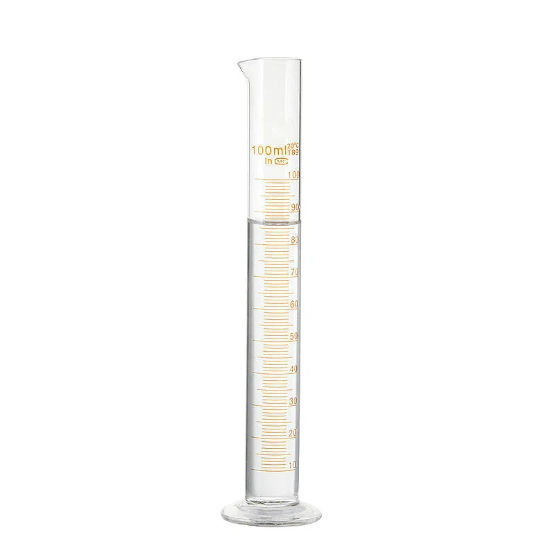 Glass Measuring Cylinder 100 ml Professional Lab Graduated Cylinder Chemistry Lab Glass Standard Measurement Cup Grade A 1/PK