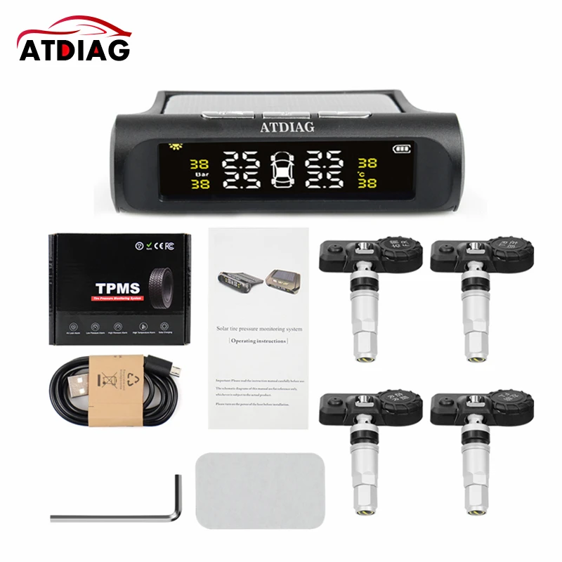 

Solar Power TPMS Car Tire Pressure Alarm Monitor System Auto Security Alarm Systems Tyre Pressure Temperature Warning
