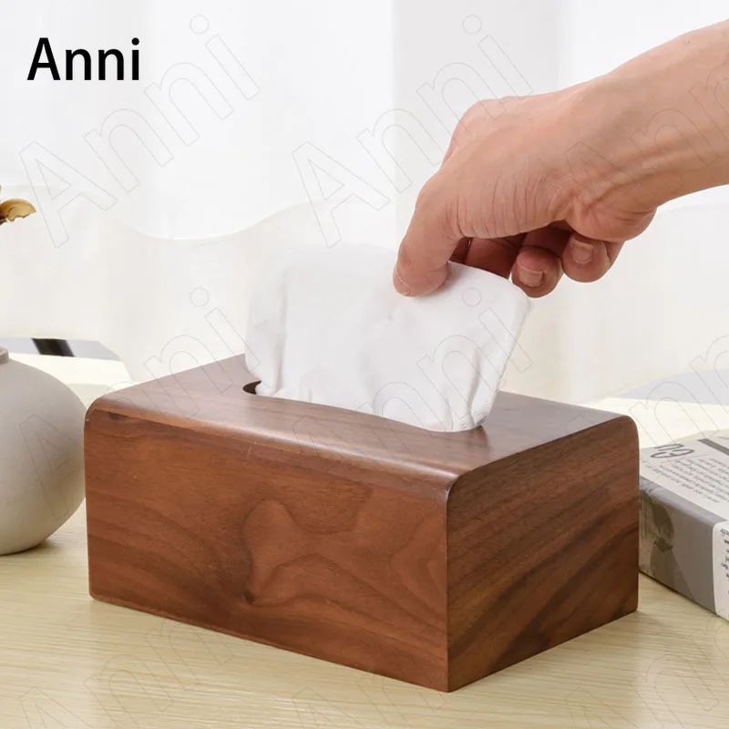 Maple Wood Tissue Boxes Japanese Minimalist Walnut Bamboo Wooden Napkin Holder Home Coffee Table Desktop Paper Towel Storage Box