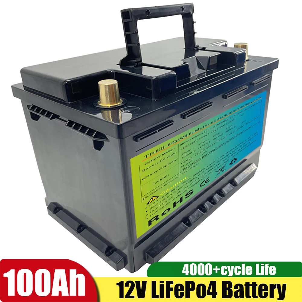 High Safety 1000cca Starting Battery 12V Lifepo4 Lithium Iron 60Ah 80Ah 100Ah Cranking Bateria + 10A Charger