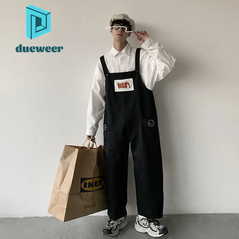 DUEWEER Jumpsuits Men Women Romper Overalls Onesie Wide Leg Pants Playsuits Streetwear Vintage Japanese 2022 Women Clothing