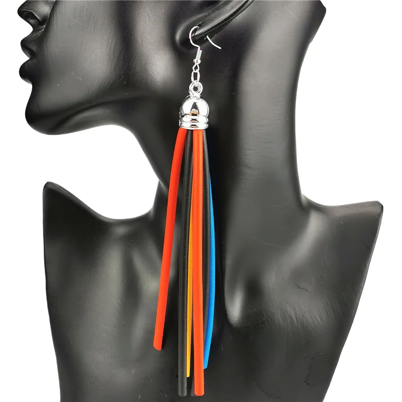 UKEBAY New Multicolor Tassel Earrings Women Long Drop Earrings 5 Colors Rubber Jewelry Gothic Ear Accessories Lengthen Earring