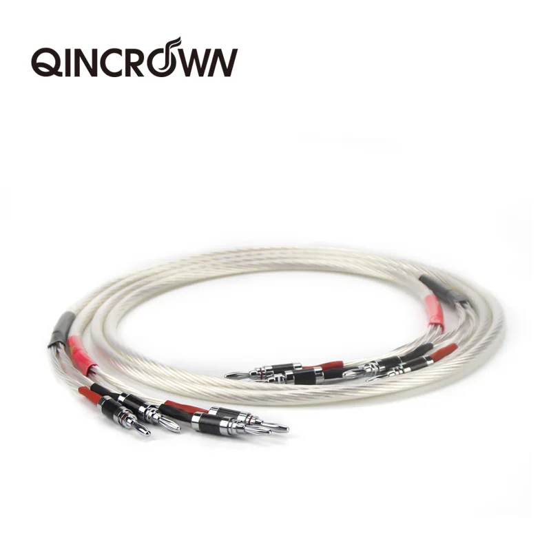 

2020 One Pair HIFI Silver-Plated Speaker Cable Hi-END 4N OFC Speaker Wire For HI-FI Systems Y Plug Banana Plug Speaker Cable