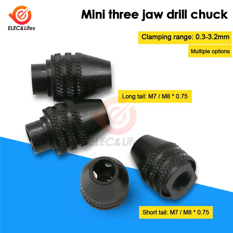 5Pcs Mini Multifunctional Multi M7/M8 Keyless Drill Chuck For Rotary Tools M8X0.75 M7x0.75mm Quick Change Three-Jaw Drill Chuck